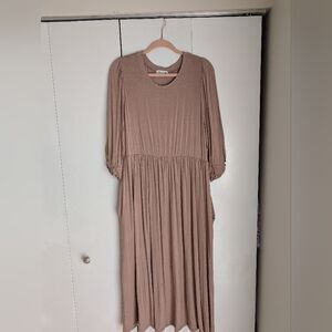Nuggles Willow Dress Size L Women's Tan Midi Dress